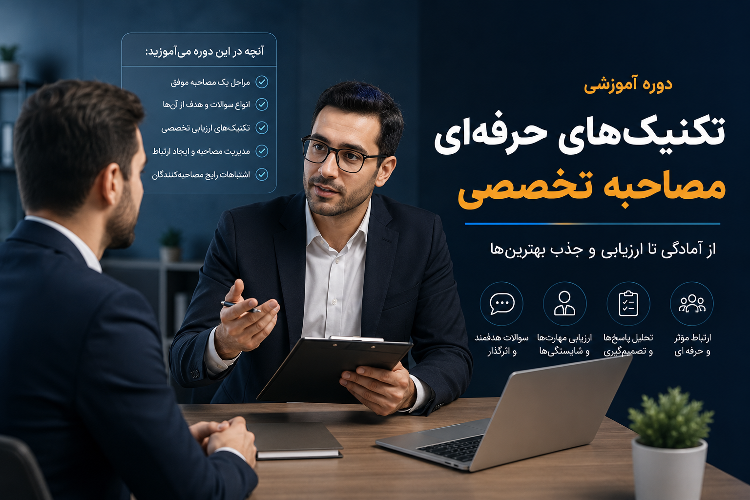 ChatGPT Image Jul 30, 2026, 10_03_06 AM دوره آموزش تکنیک های حرفه ای مصاحبه تخصصی - تصویر 1